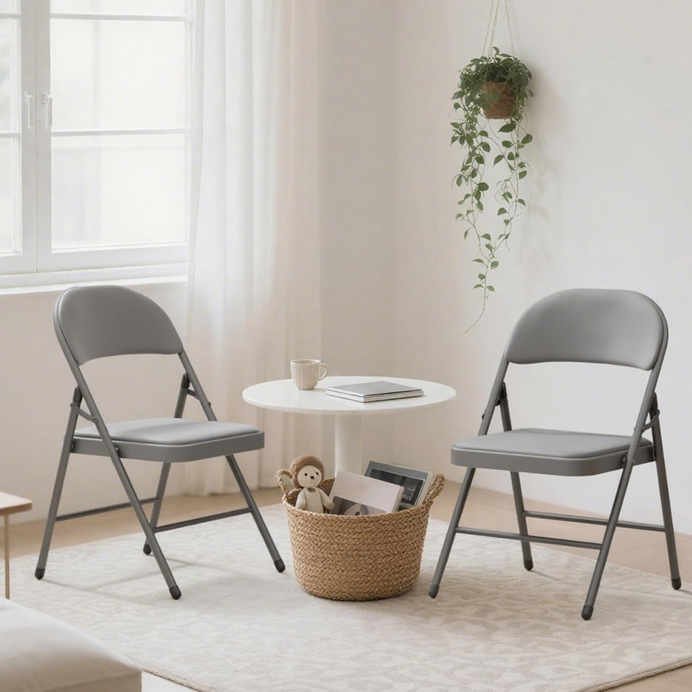 24 Pack Gray Padded Folding Chairs with Metal Frame