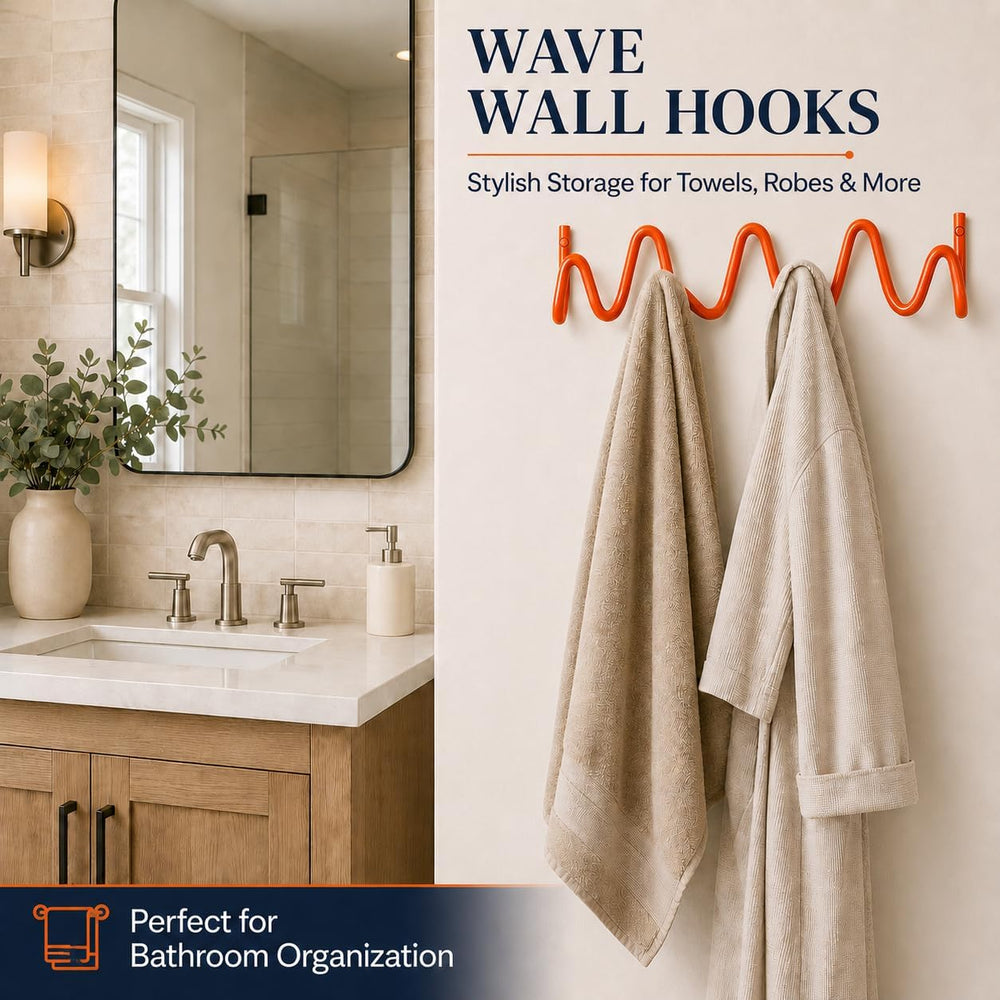 Coat Rack Wall Mount, Modern Wave Metal Wall Hooks
