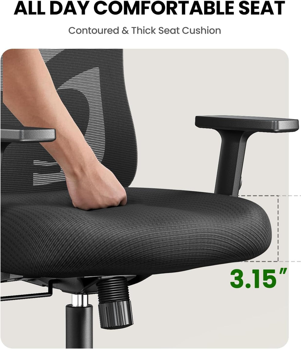 Marsail Ergonomic Office Chair with Lumbar Support and 2D Headrest