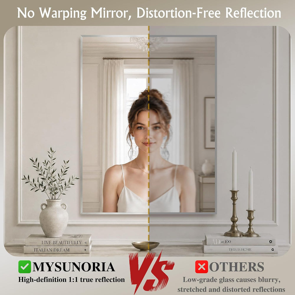 30"x36" Brushed Nickel Mirror Wall Mounted for Over Sink