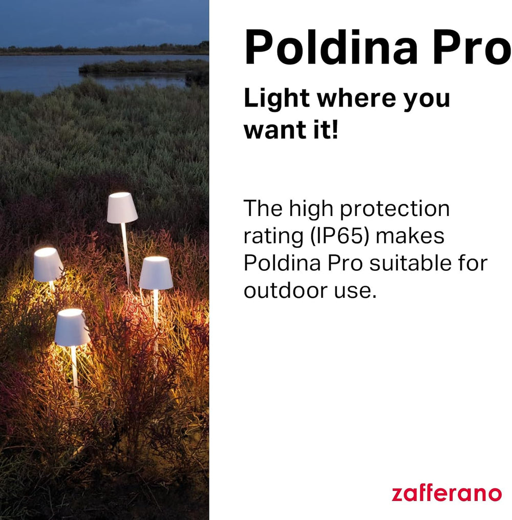 Zafferano, Poldina Pro, Rechargeable Cordless Lamp, Black