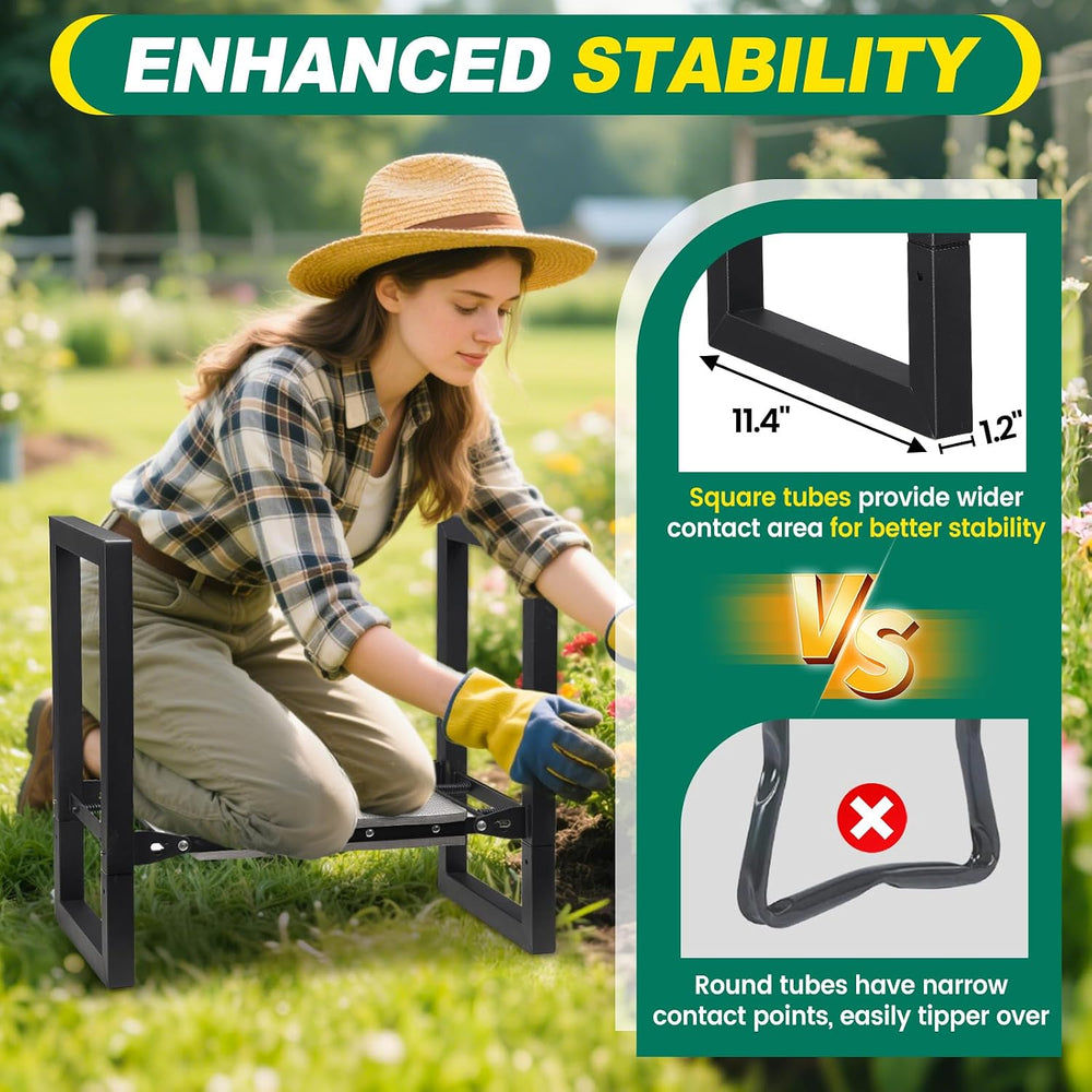 Garden Kneeler and Seat - Heavy Duty Folding Garden Stool with Handles, Stabl...