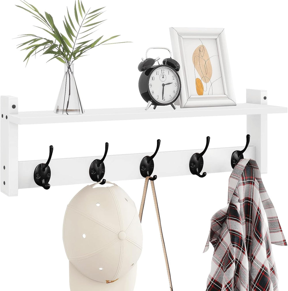 Homode Coat Rack with Shelf Wall Mount, 24 Inch Long Wall Shelf with Hooks Un...