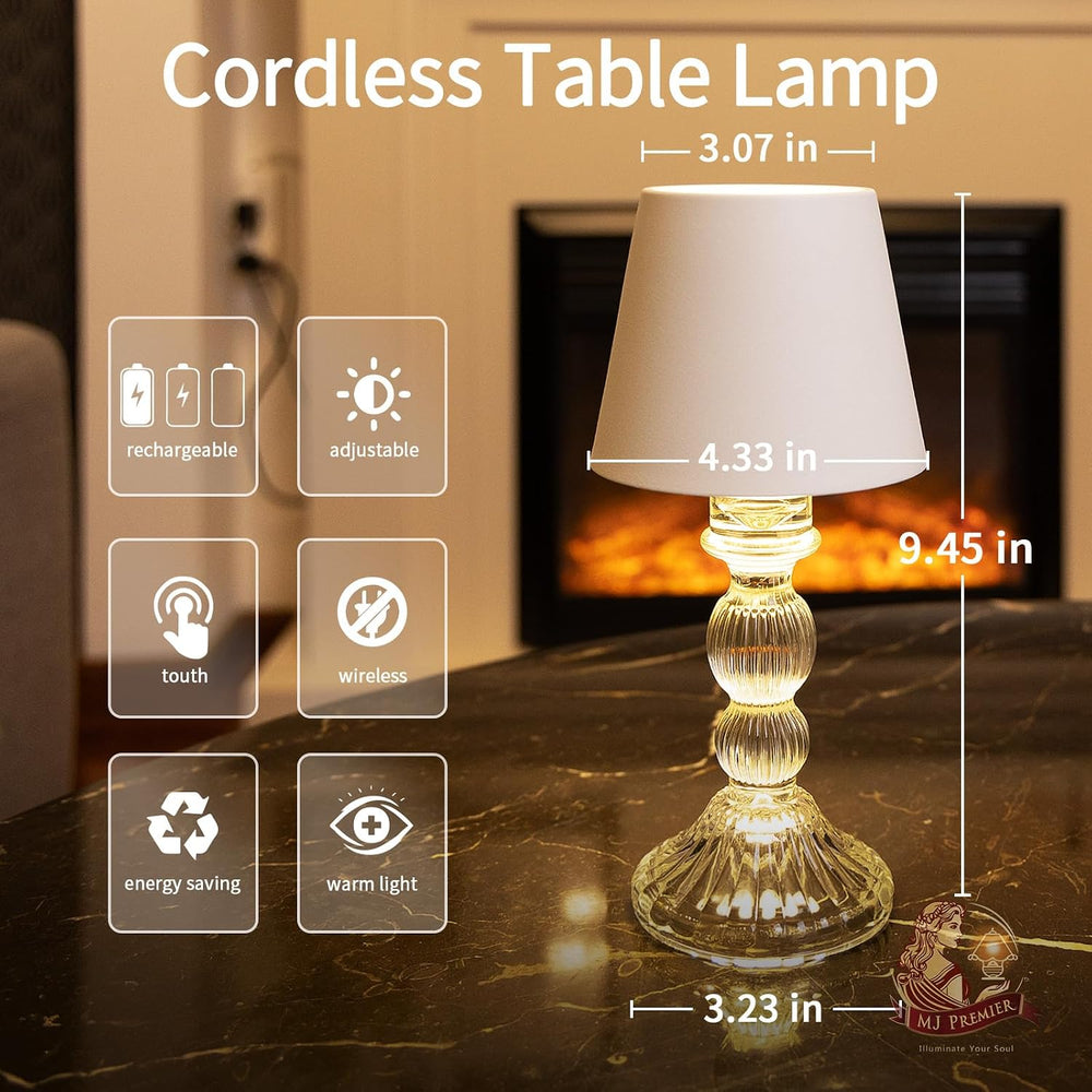 MJ PREMIER Small Rechargeable Lamp, Wireless Lamp, Battery Operated Lamps