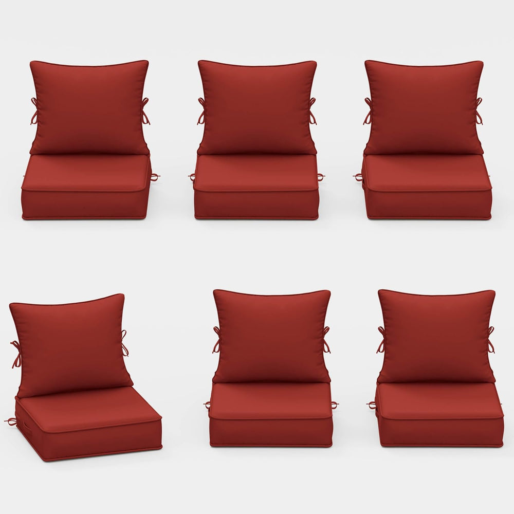 Outdoor Chair Cushion Set of 6, 19x19x4 Waterproof Fade Resistant