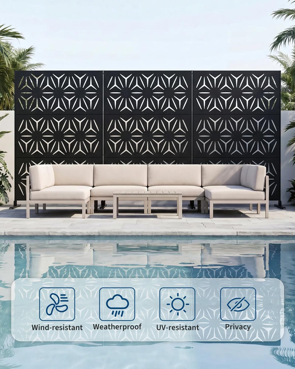 Outdoor Privacy Screen, 48" W x 75" H, Metal Privacy Divider Panels