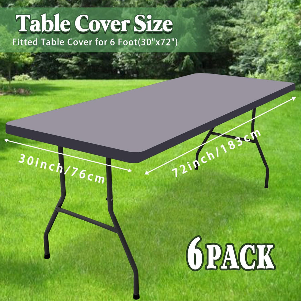 6 Pack Picnic Table Cover Outdoor Elastic Fitted Tablecloths for 6 Foot Recta...