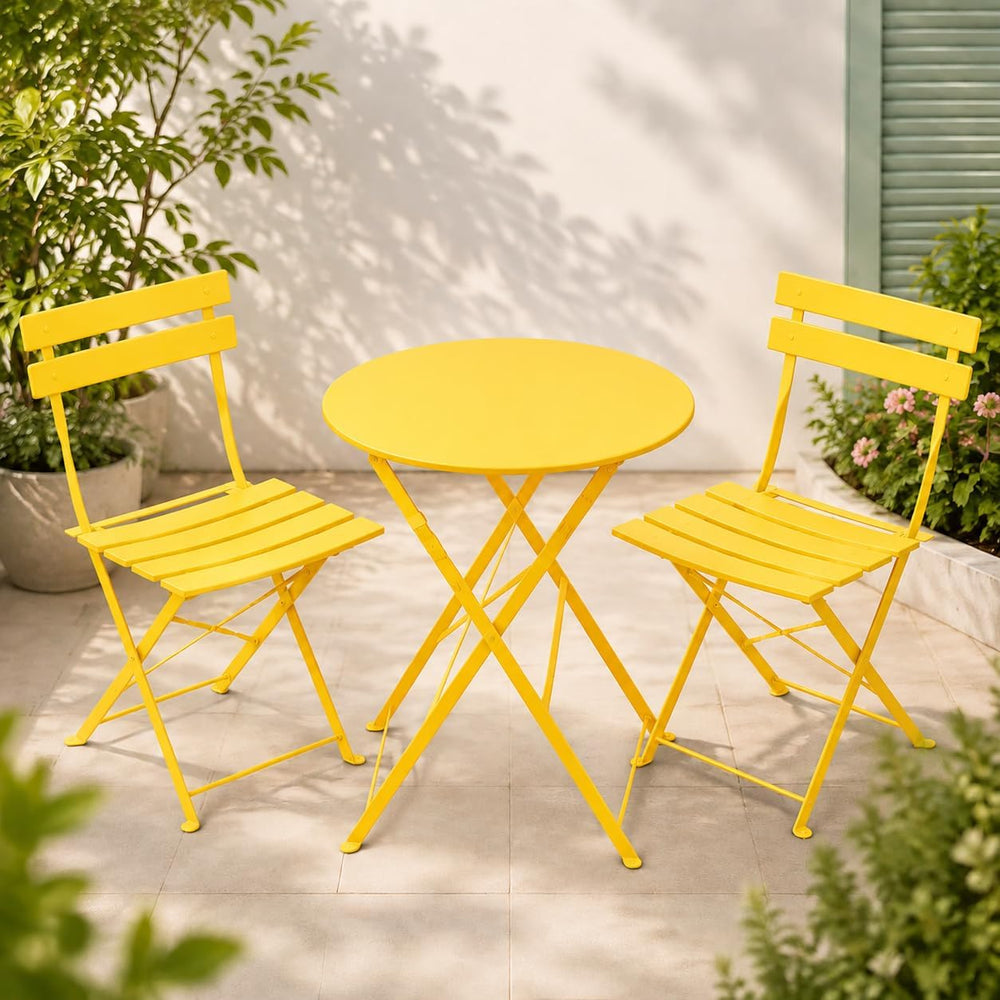 LAUSAINT HOME 3-Piece Steel Bistro Set, Weather-Resistant Folding Small Patio...