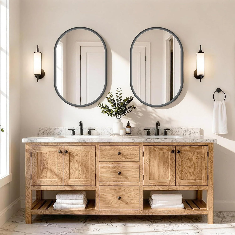USHOWER Black Oval Mirror 24x36 Inch, Oval Bathroom Mirror