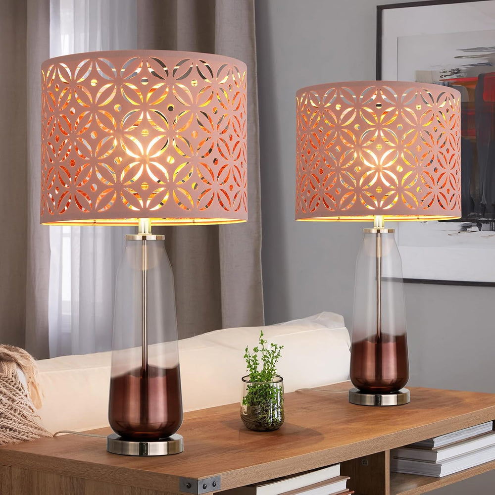 Pink Lamp Shades Set of 2, Drum Lampshades, Lampshade 10 Inches Height