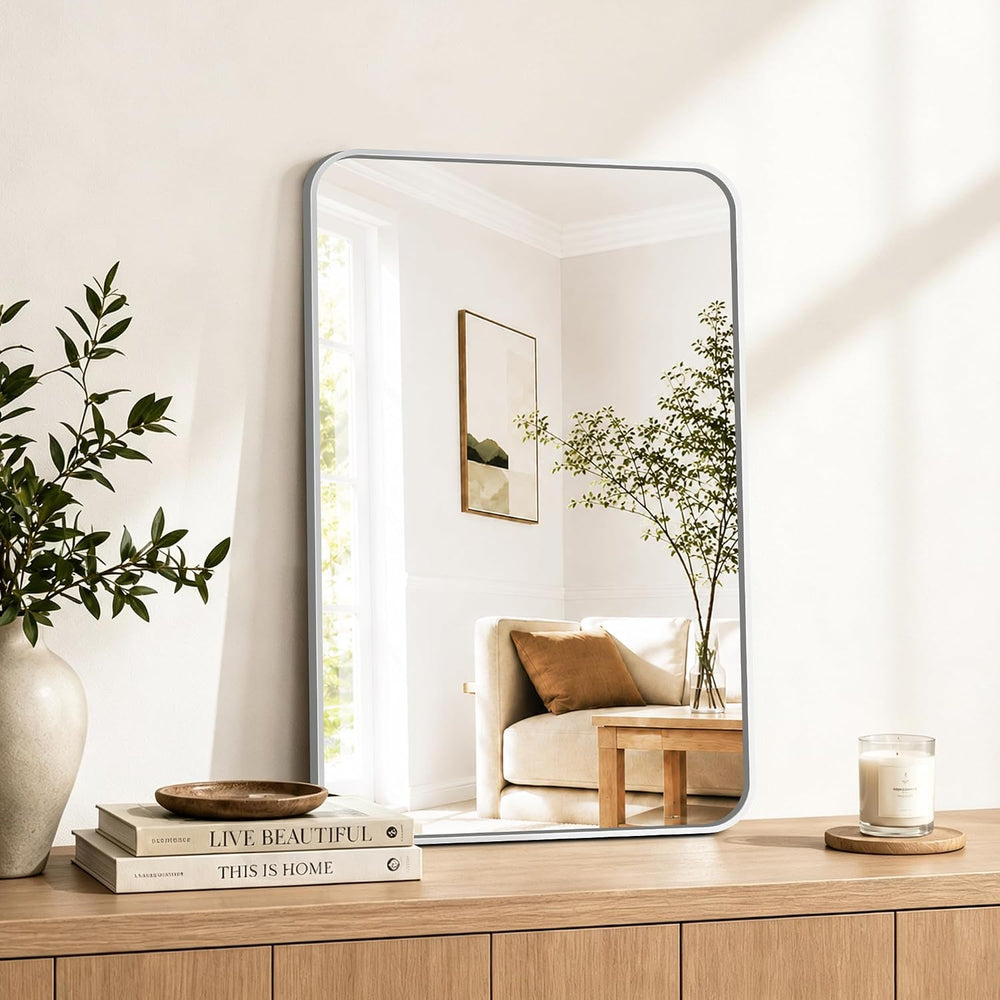 Bathroom Vanity Mirror for Wall, 30”x20”-2pcs Mirror for Over Sink, Silver