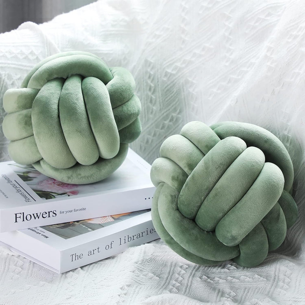 Namalu 10.6 Inches 2 Pcs Knot Pillow Decorative Throw Pillow, Dark Green