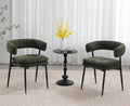 Shunzhi Upholstered Barrel Dining Chairs Set of 2, Olive Green Chenille