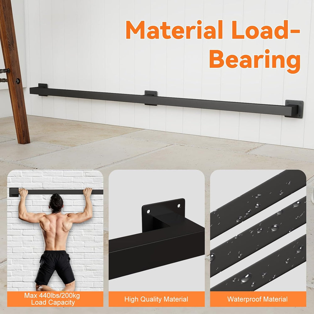 Bar Foot Rail Kit 4ft / 6ft / 8ft, Matte Black Bar Foot Rest Brackets with In...