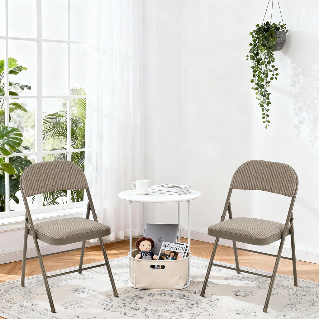 DUMOS Padded Folding Chairs 4 Pack, Foldable Dining Patio Chairs, Outdoor