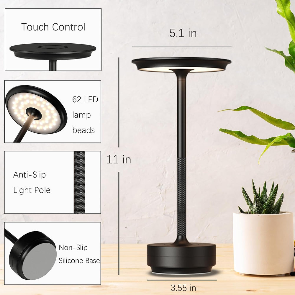 2 Pack Cordless Table Lamps Rechargeable, 5000mAh LED Table Light