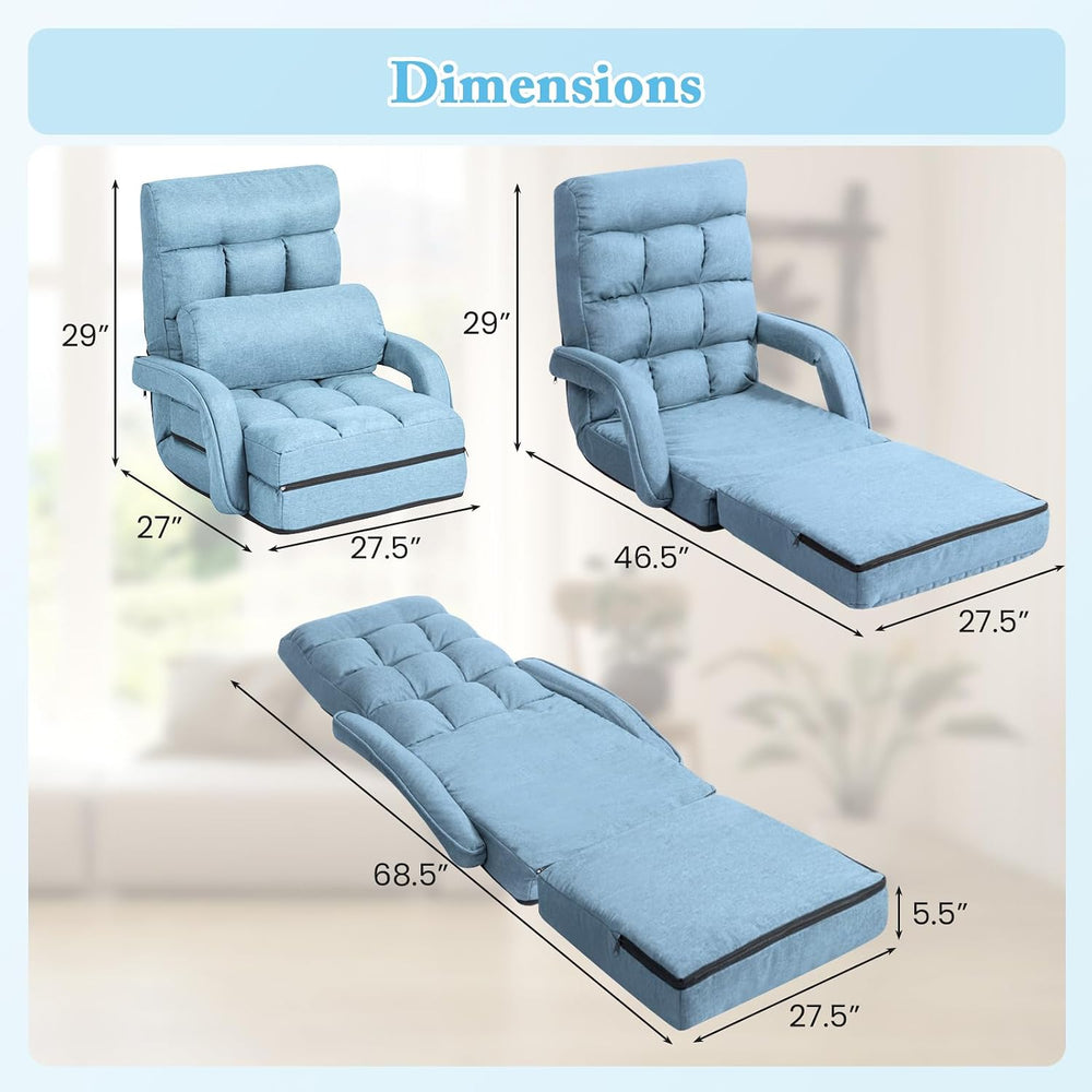 KOMFOTT Foldable Floor Lazy Sofa Chair, Indoor Chaise Lounge Chair with 6 Pos...