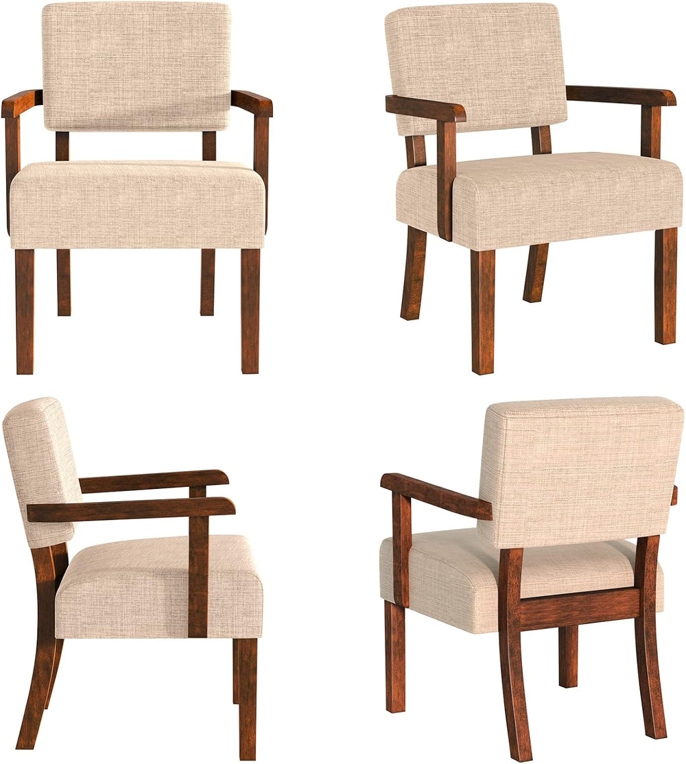 FAGAGA Accent Chairs Set of 2, 2 Solid Wood Armchairs with Side Table