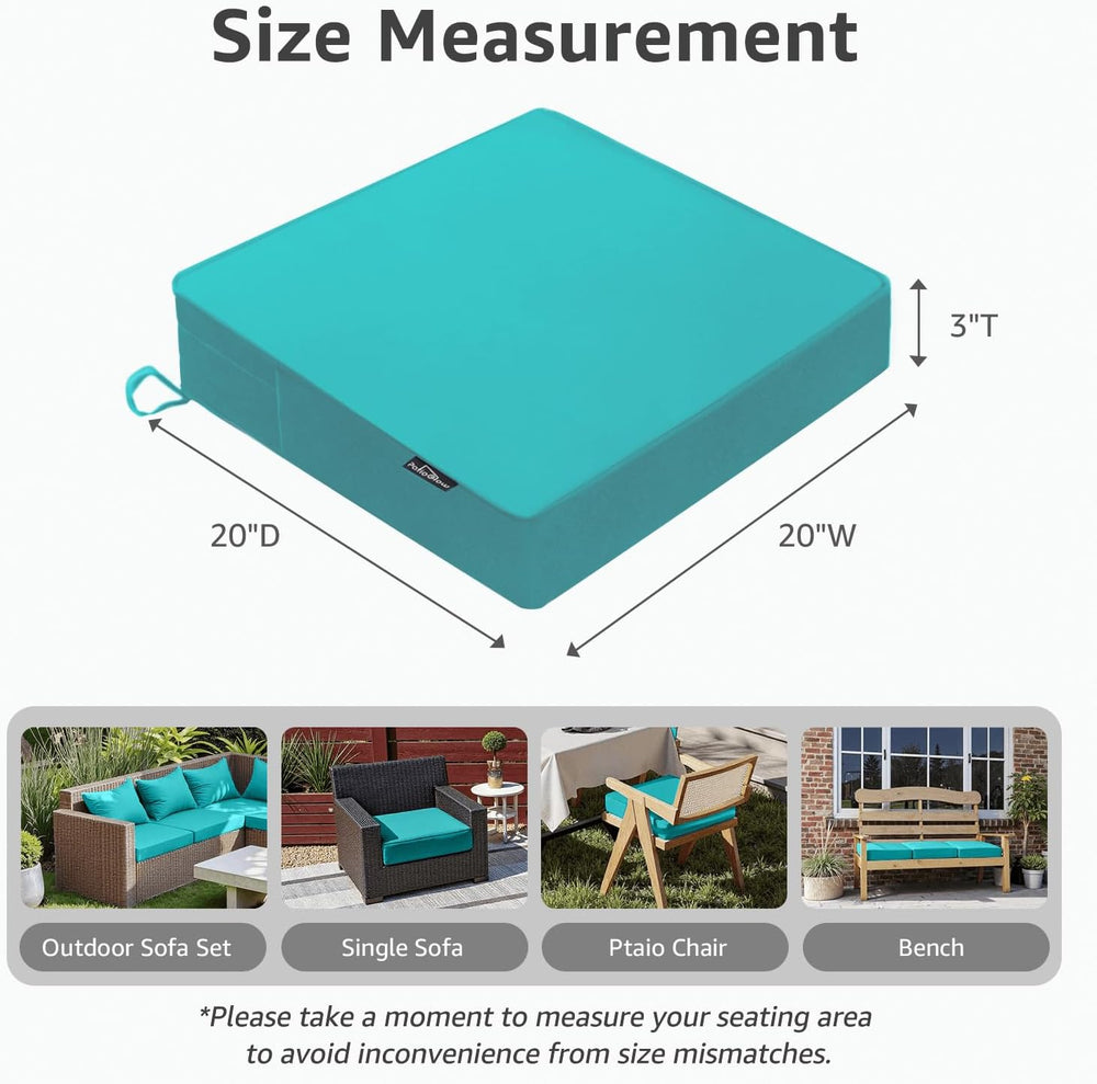 PatioGlow Outdoor Chair Cushions 20 x 20 x 3 Inch, Waterproof & Fade Resi...