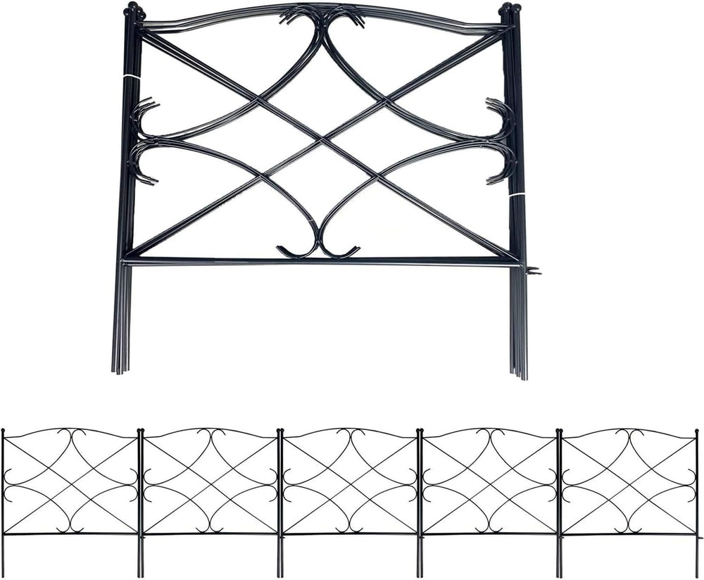 AshmanOnline Galvanized Garden Fence 24in x 10ft, Black (Set of 5) - Outdoor ...