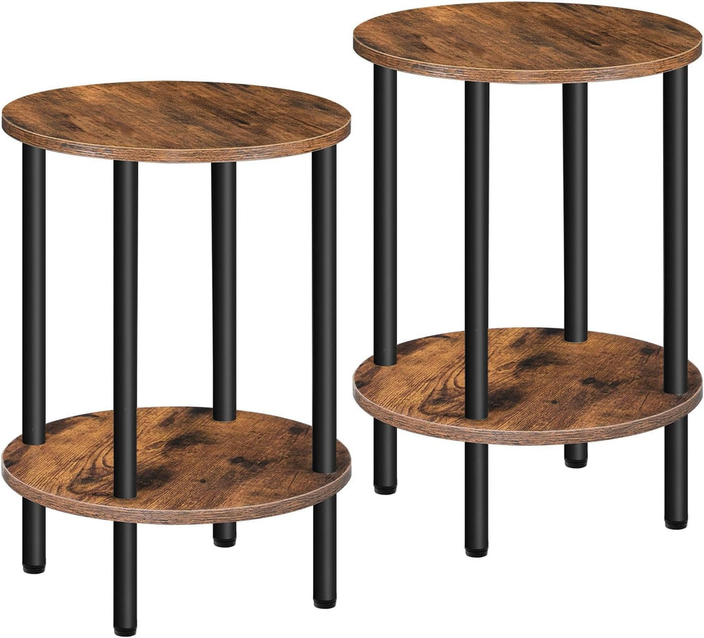 CHOEZON Side Table Set of 2, 2-Tier Round End Table, Small Nightstand with St...