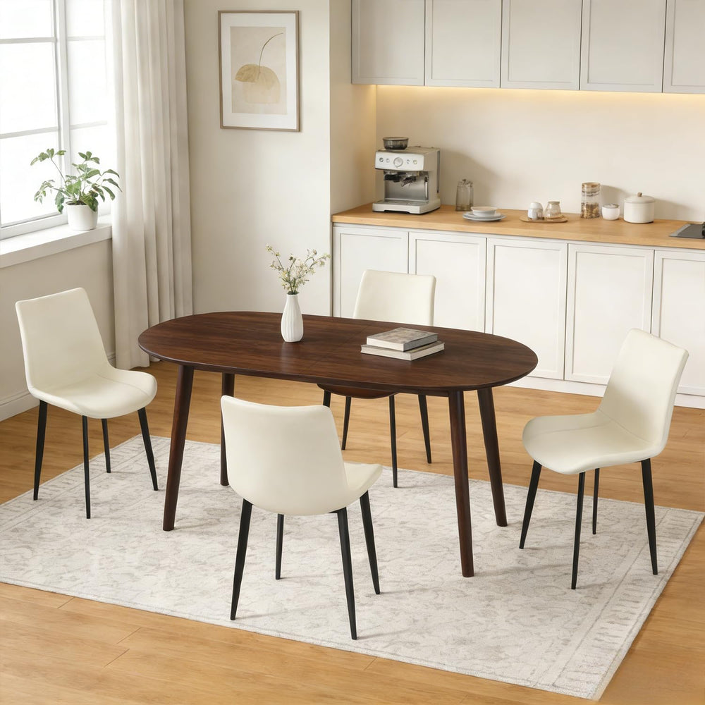 63" Oval Dining Table Set for 4 with Solid Wood Legs