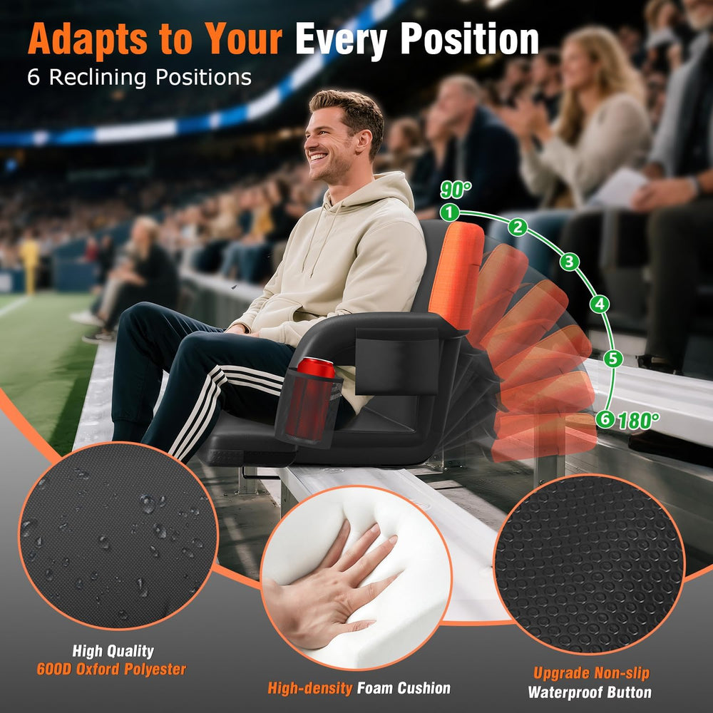 Suteck Stadium Seats with Back Support, Half Fold Bleacher Chair, Blue