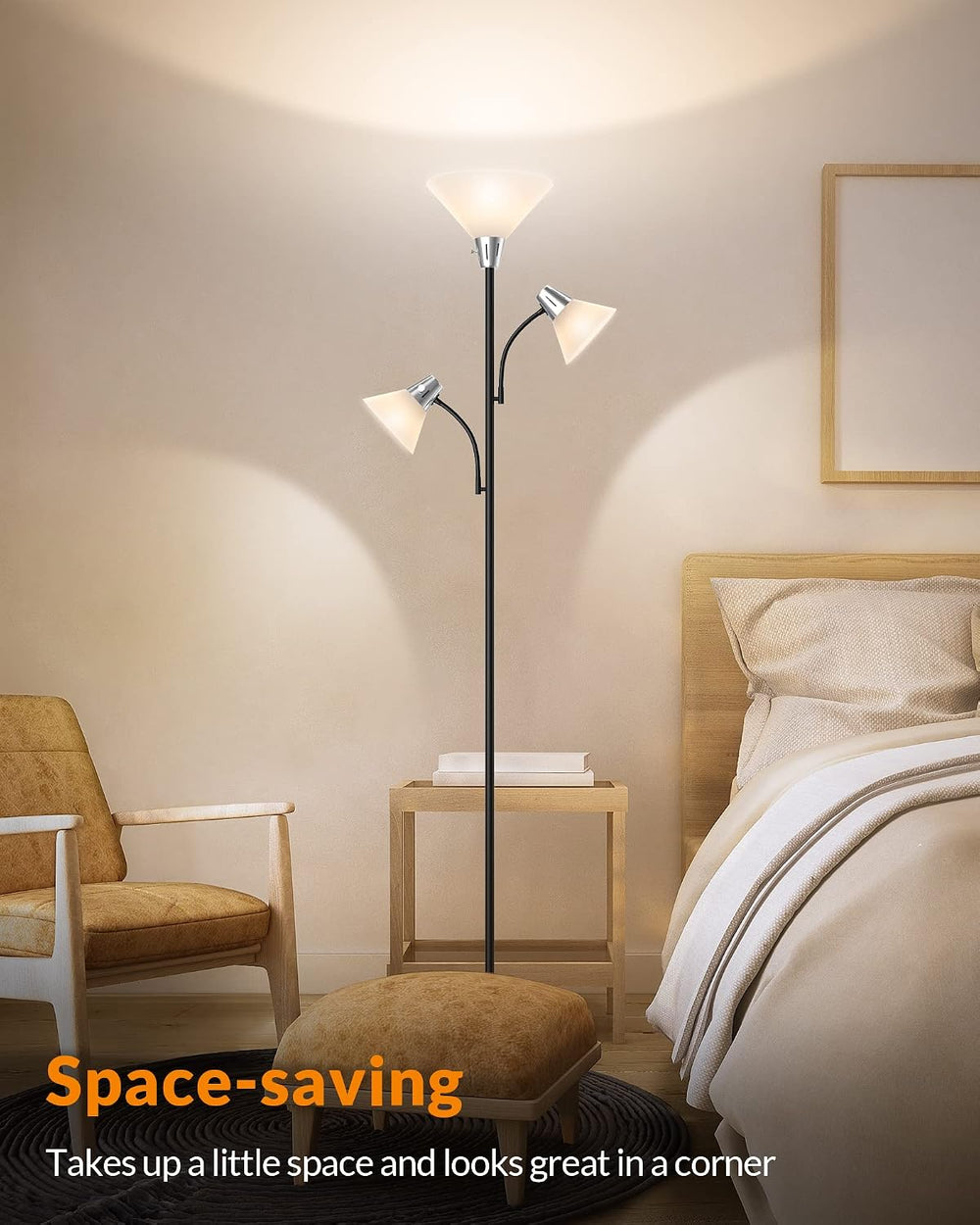 LEPOWER Floor Lamp, Bright Standing Lamp with Replaceable 3000K LED Lights