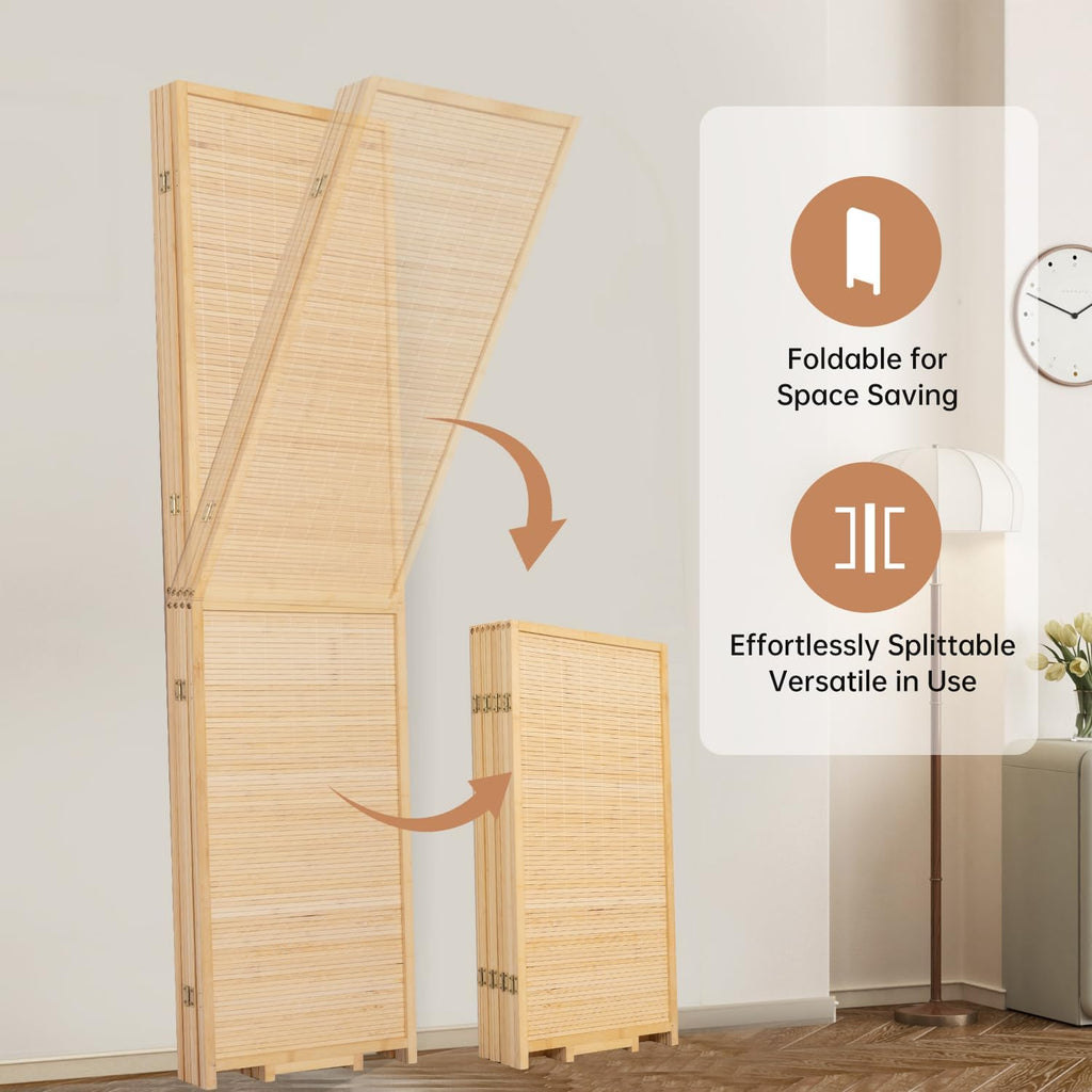Room Divider Folding Privacy Screens,Hand-Made Natural Bamboo Room Dividers