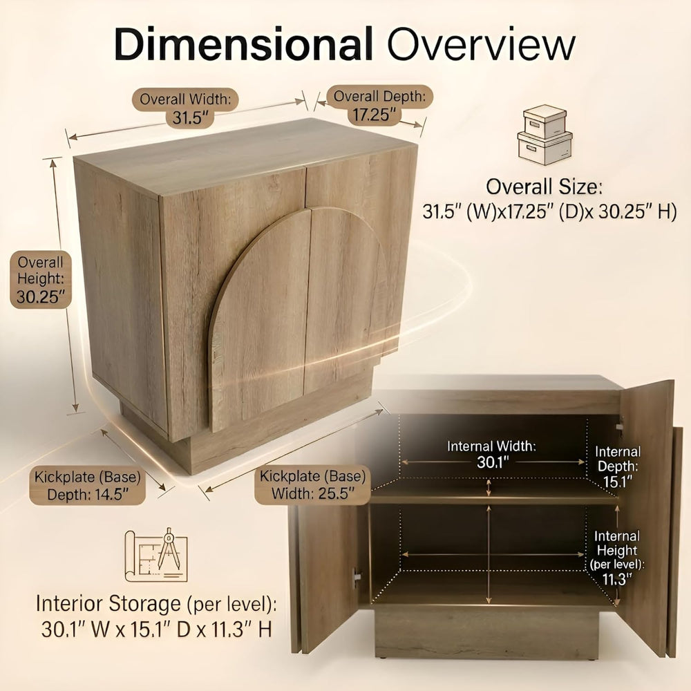 Ya-Home Natural Sideboard Buffet Cabinet with Storage, 31.5” Modern Sideboard...