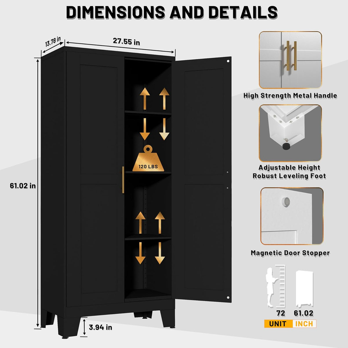 paofin metal kitchen pantry storage cabinet shown in use