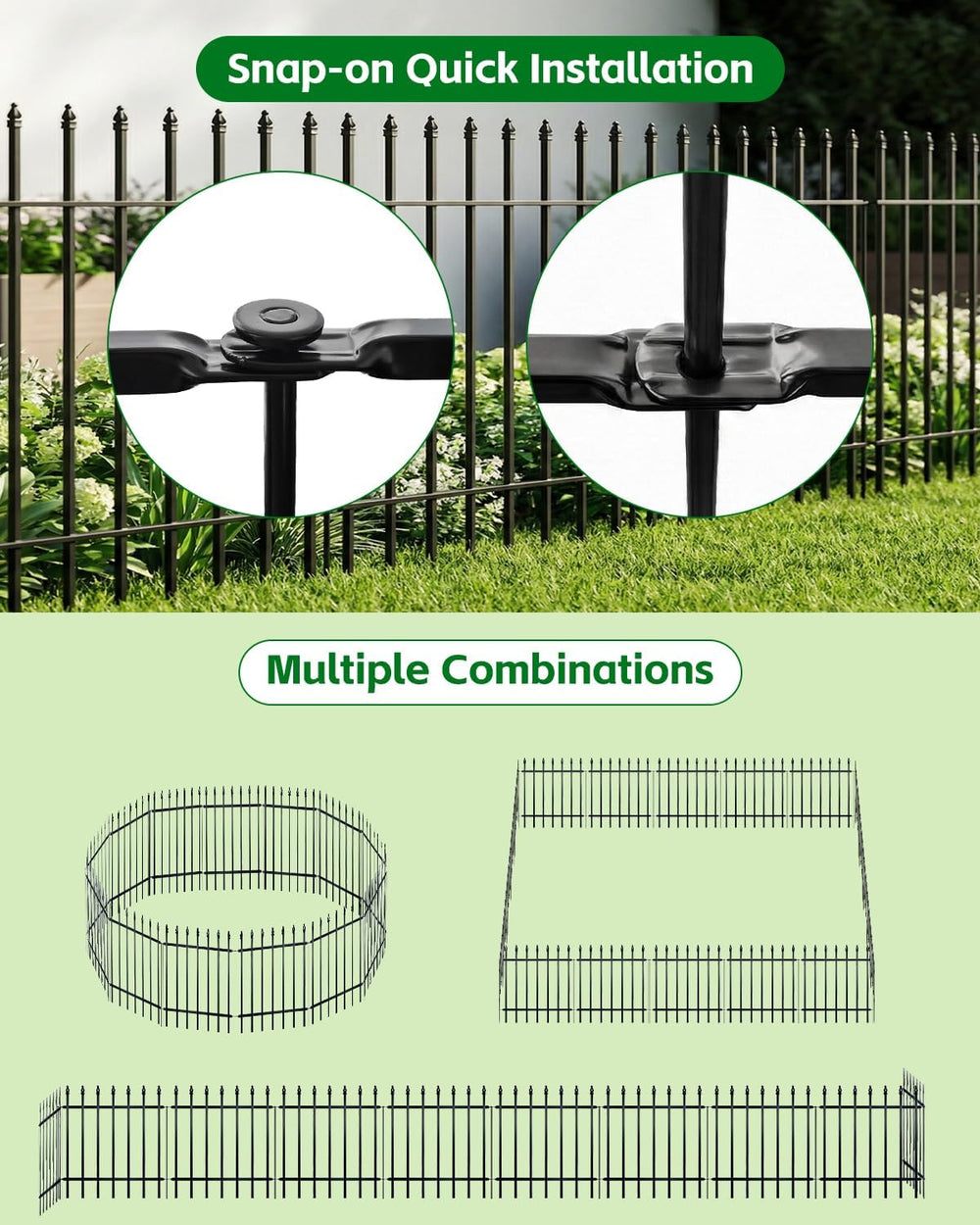 ARIFARO 5 Panel Metal Garden Fence 32" H x 24" W, Decorative Garden...
