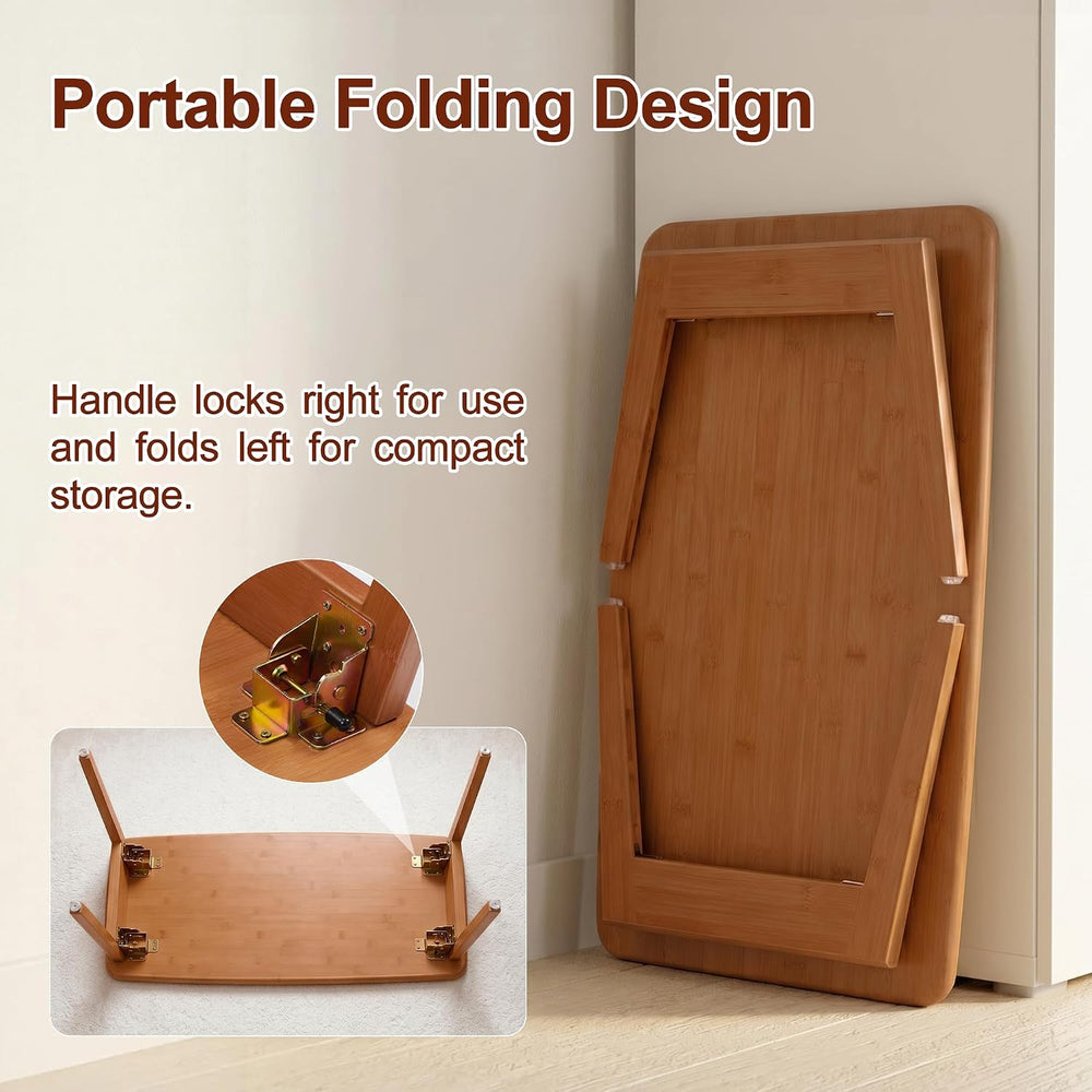 Folding Coffee Table, Japanese Bamboo Low Table for Living Room