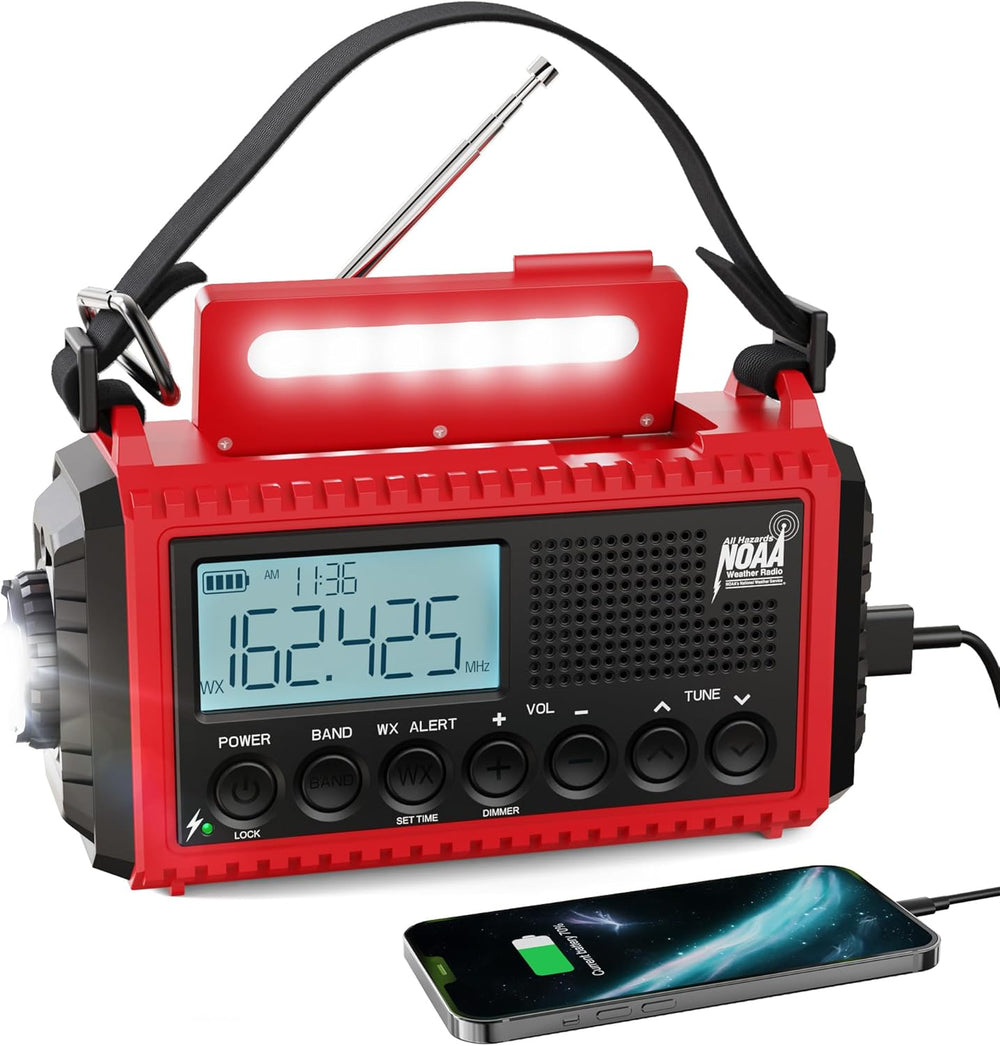 Raynic Emergency Radio, 5000mAh/18500mWh Weather Radio, Solar Hand Crank Emer...