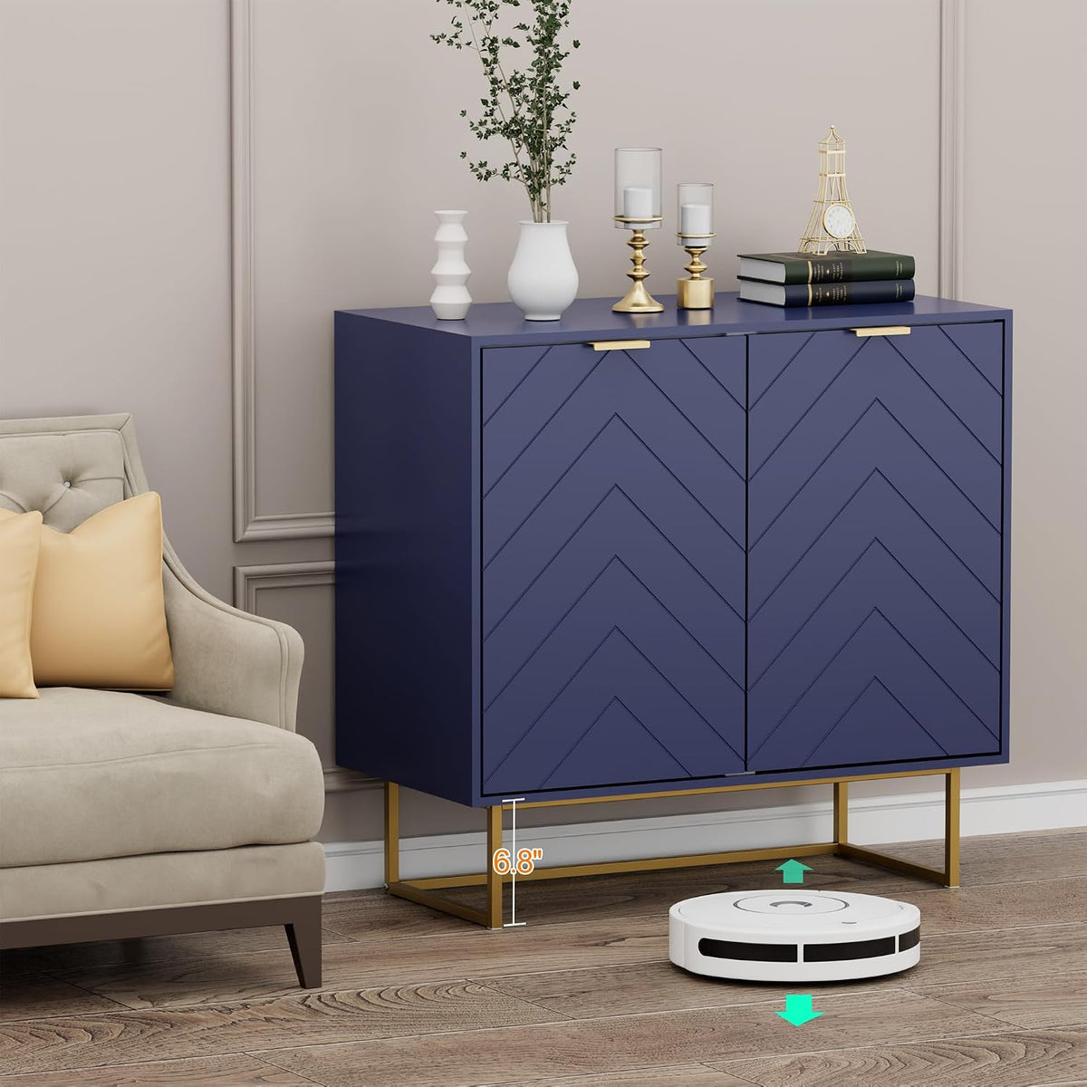 31'' Modern Sideboard Buffet with Storage for Living Room, Navy Blue