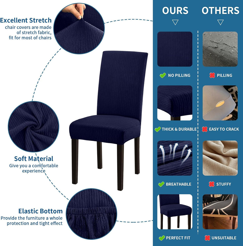 Chair Covers, Stretch Dining Room Chair Covers Set of 8, Removable Washable C...
