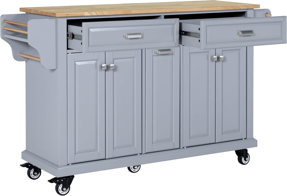 Cambridge Mobile Kitchen Island on Wheels with Storage and Wood top, Rolling ...