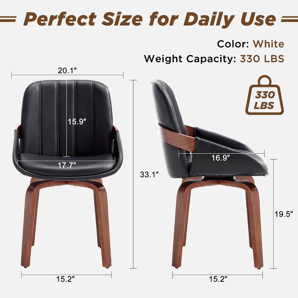 Swivel Dining Chairs Set of 6, Black Leather Dining Room Chairs