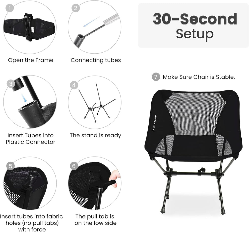 CAMEL CROWN Portable Camping Chair Lightweight Compact Folding Chair Mesh for...