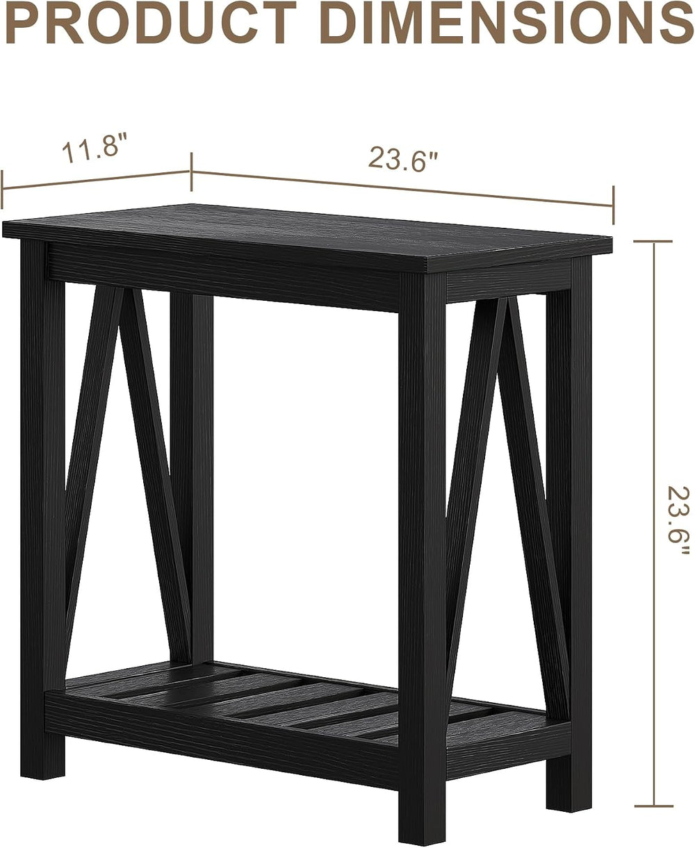 ChooChoo Farmhouse End Table Set of 2, Narrow Side Table