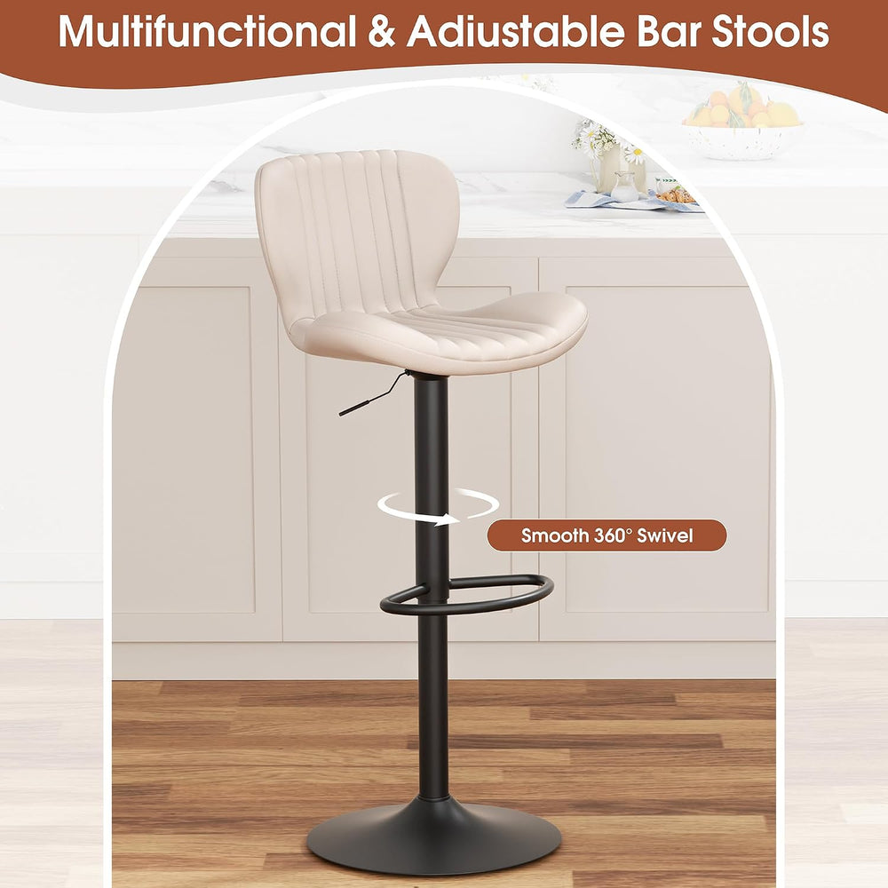 JAMFLY Bar Stools Set of 2, Leather Adjustable Barstools Counter Height Moder...