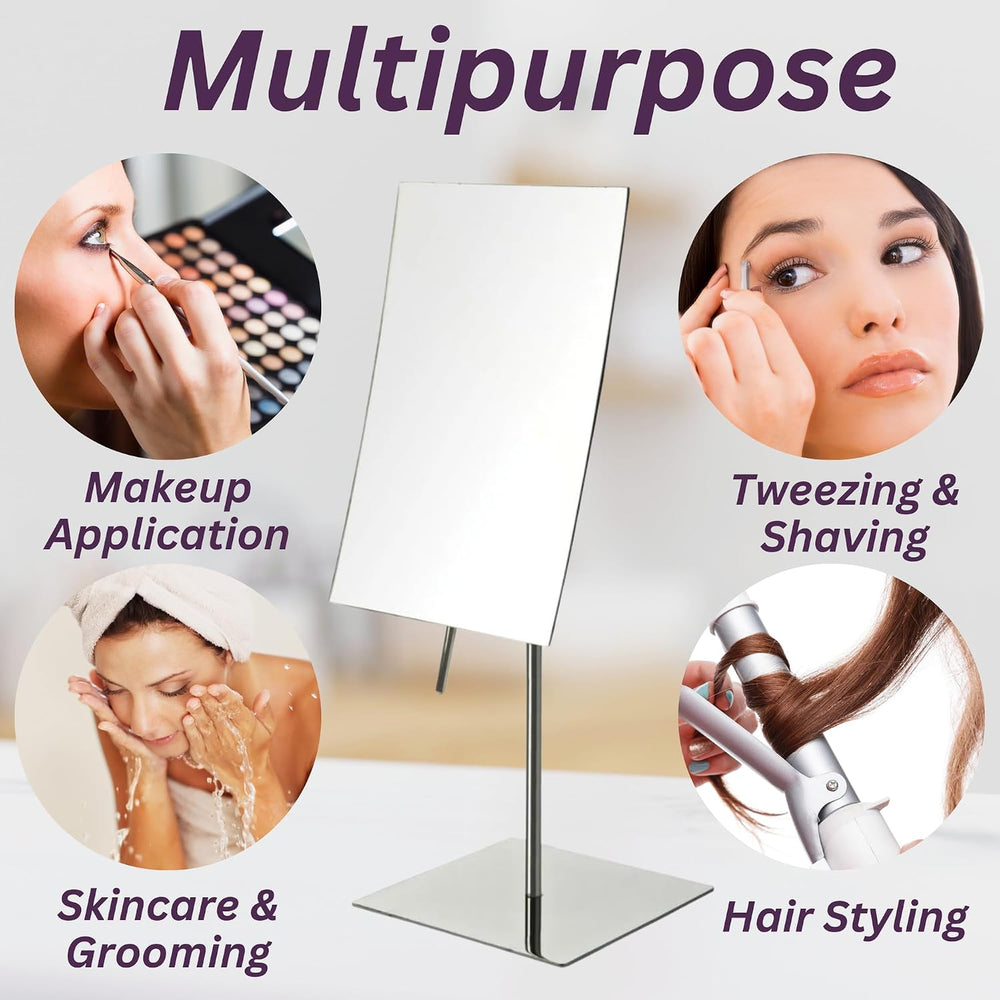 JERDON 5" x 8" Tabletop Makeup Mirror - 3X Magnification - Chrome -...