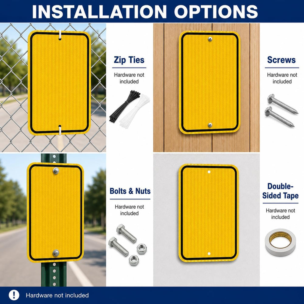 Blank Yellow Aluminum Sign, 18"x12", Engineer Grade Reflective 3-Pack
