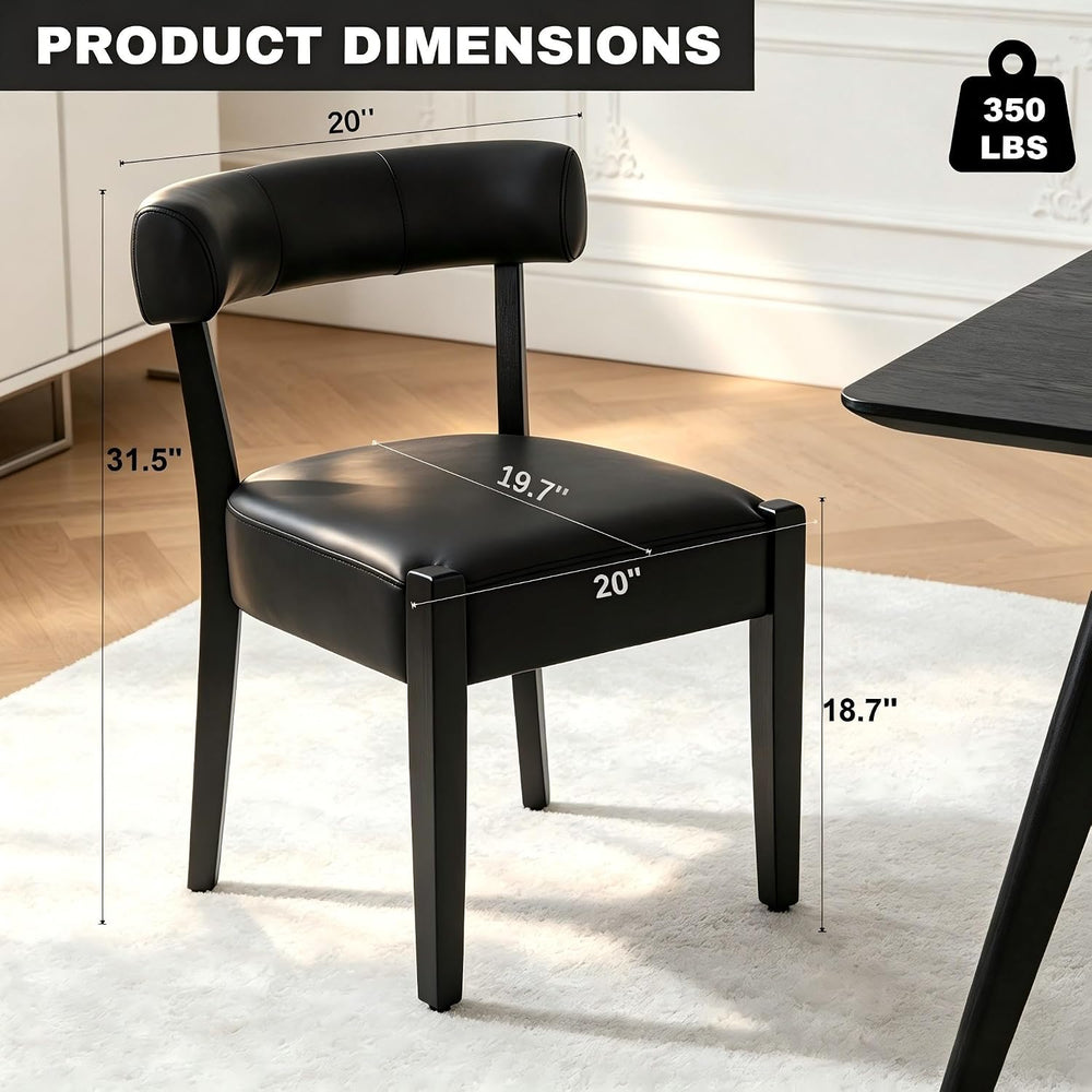 RNKSFX Black Dining Chairs Set of 2, Faux Leather Upholstered Kitchen & D...