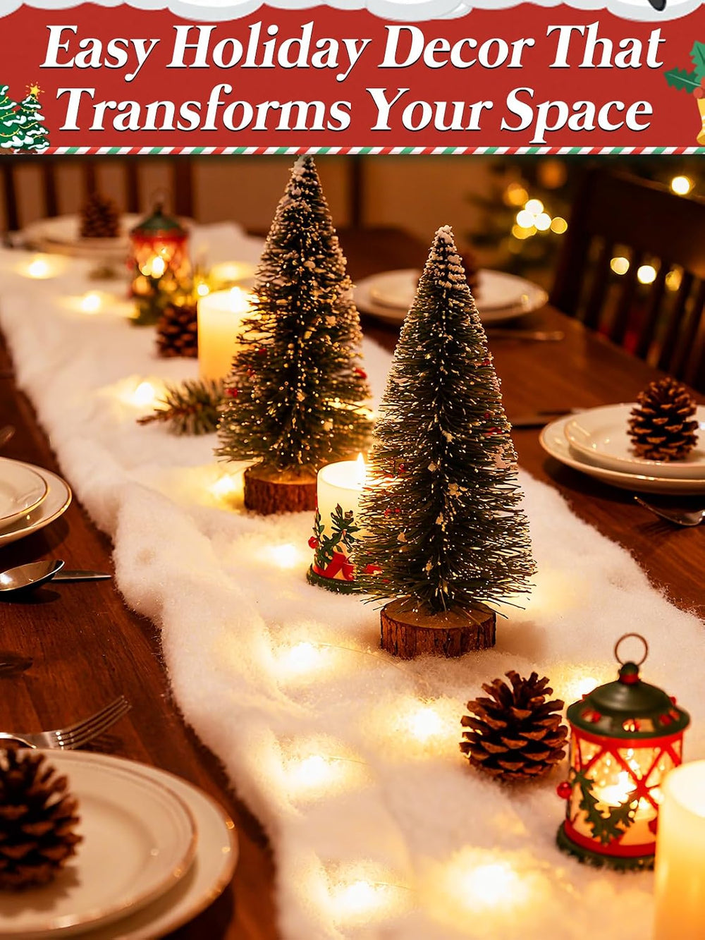 Cosweet LED Fake Snow Blanket for Christmas Village Display, 63'' x 1...