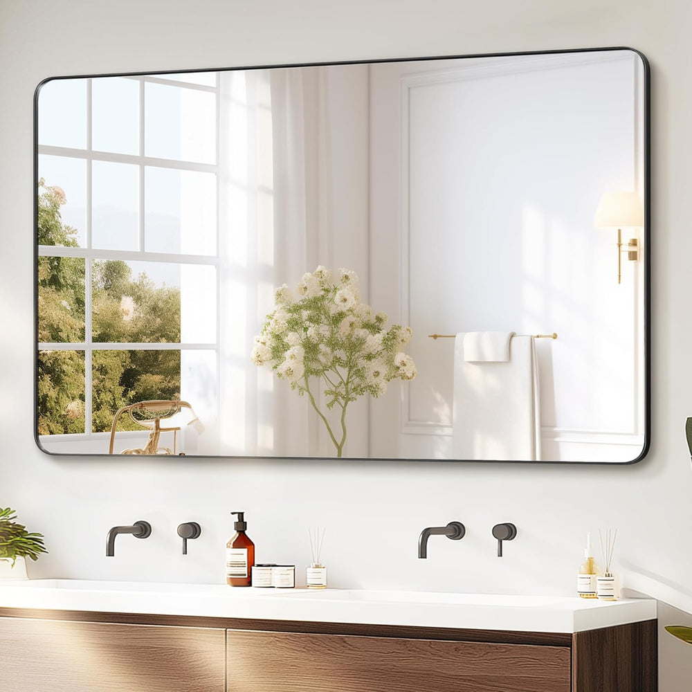 Delma Bathroom Vanity Mirror, Black Framed Mirror for Over Sink, 50x30