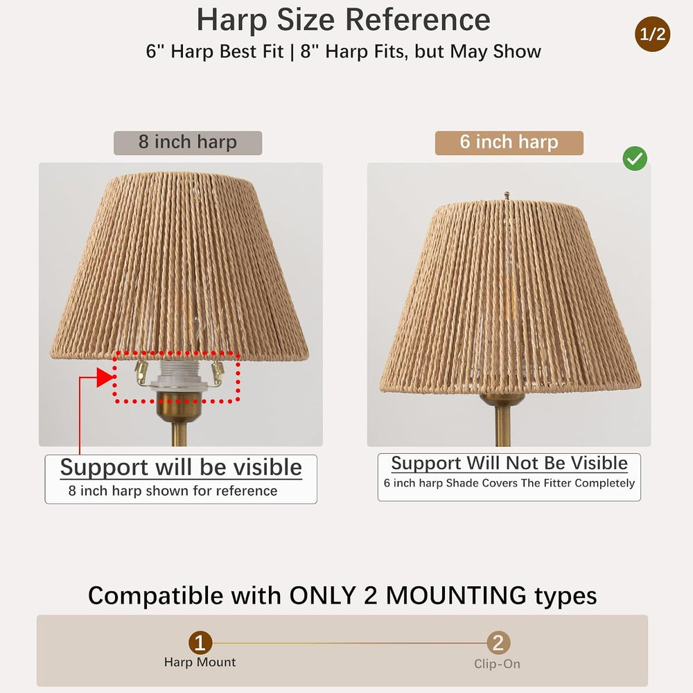 Boho Rattan Lamp Shade Small Bell Lampshade 6" Top X 10" Bottom X 7...
