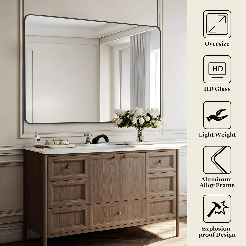 SNUGACE Black Framed Bathroom Wall Mirror, 24 x 36 Inch