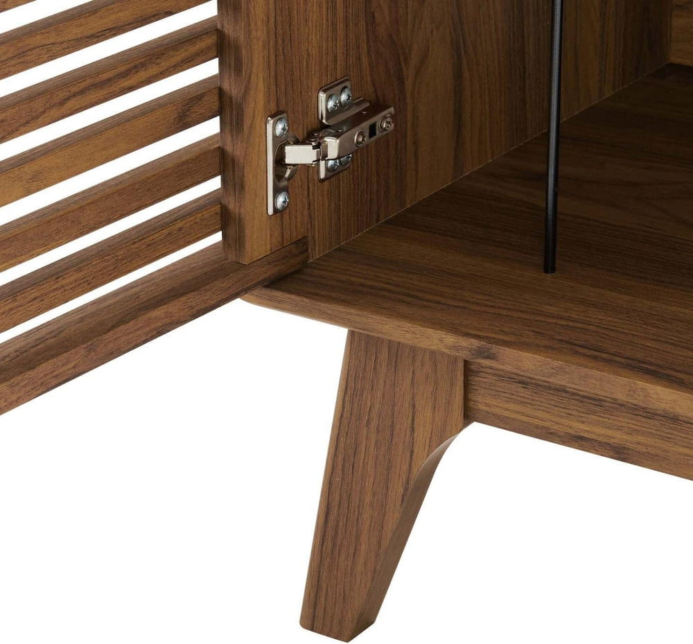 Modway Render Mid-Century Modern 19" Vinyl Record Display Stand in Walnu...