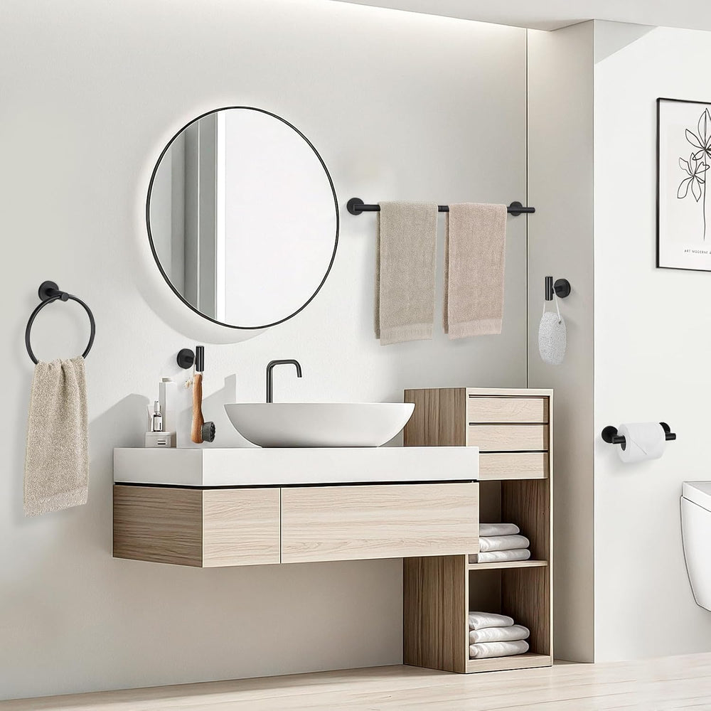 TURS Matte Black 5 Piece Bathroom Hardware Set, SUS304 Stainless Steel Bath T...